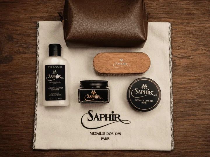 Coffret Signature : produits Saphir Médaille d’Or, brosse et trousse en cuir