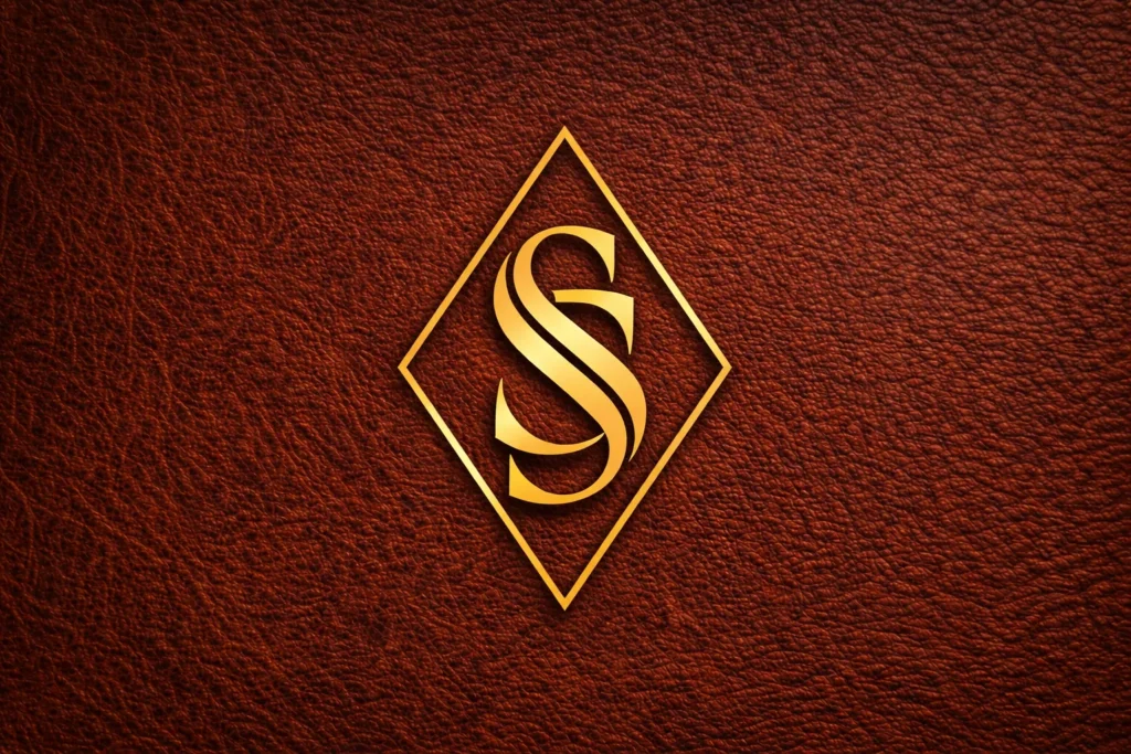 Monogramme doré Le Shoe Shiner sur cuir