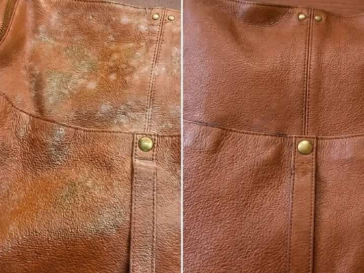Sac en cuir avant et après nettoyage et nutrition