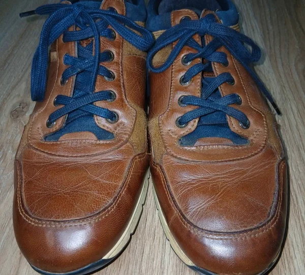 Baskets Redskins cuir marron et bleu