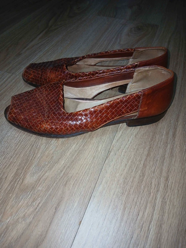 Chaussures Bally vintage en cuir tressé marron, photo 4
