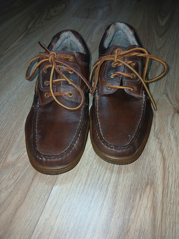Chaussures bateau vintage homme tout cuir marron
