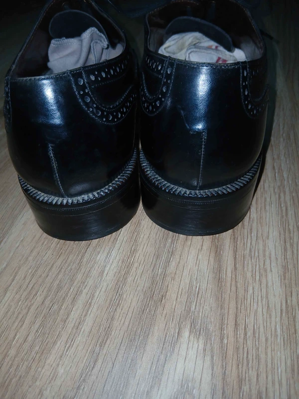 Chaussures Rolls Paris en cuir noir brogues vintage, photo 2