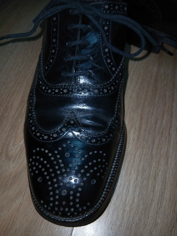 Chaussures Rolls Paris en cuir noir brogues vintage, photo 7