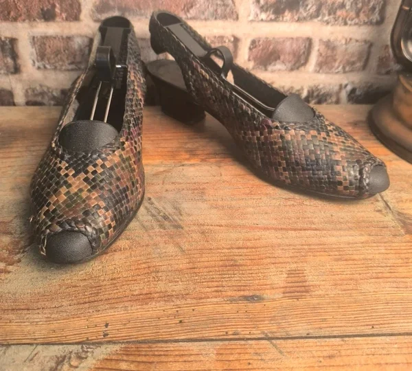 Chaussures Bally vintage en cuir tressé multicolore