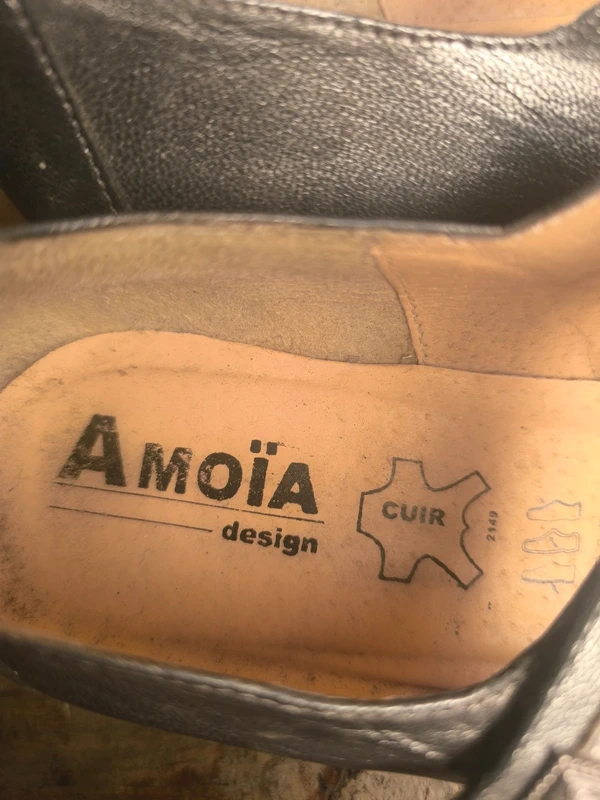 Ballerines Amöia design en cuir métallisé gris et argent, photo 7