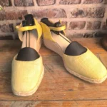 Espadrilles compensées jaunes en toile