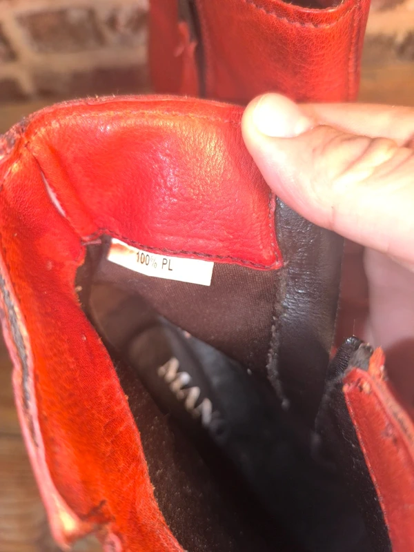 Bottines compensées Mano en cuir rouge, photo 6