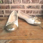 Ballerines P'tit Cosby blanches et dorées
