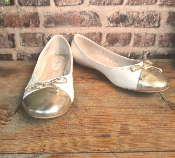 Ballerines P'tit Cosby blanches et dorées