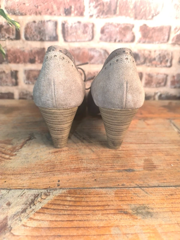 Escarpins richelieu femme bicolores taupe et bronze, photo 4